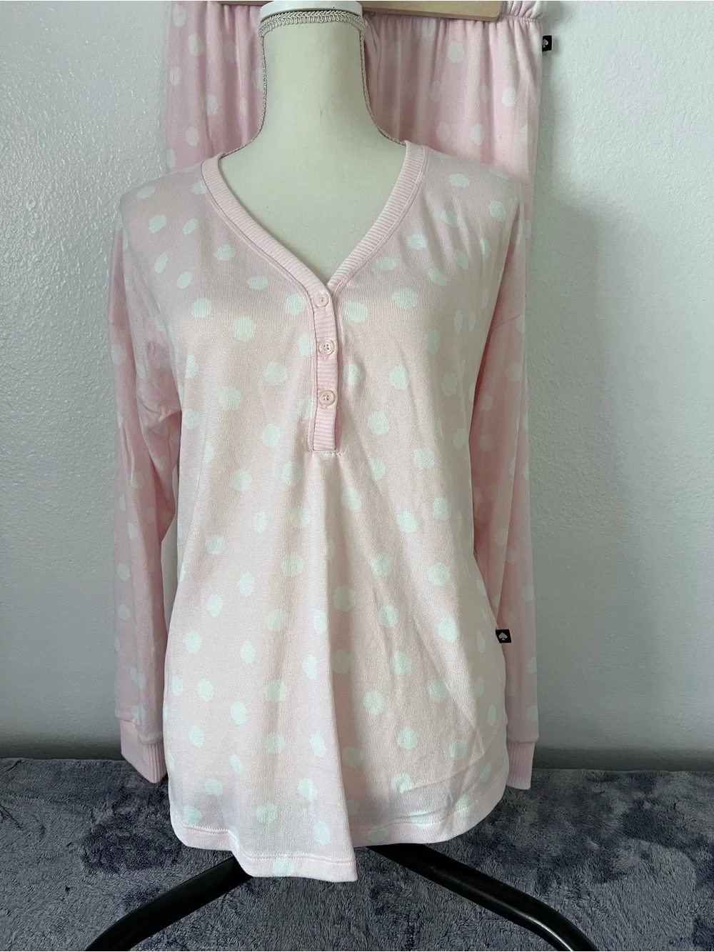 Kate Spade Pink White Polka Dot Pajama Set Size M NWOT